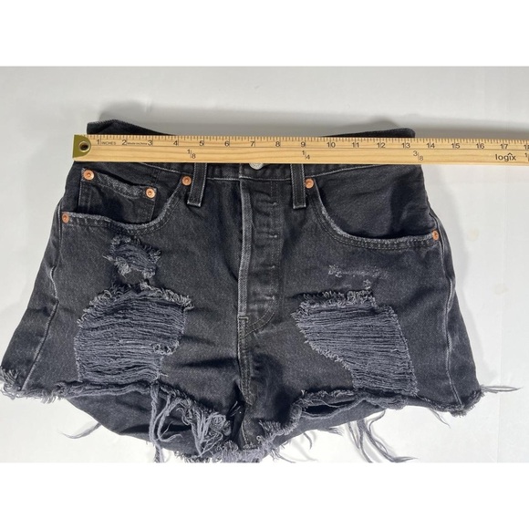 Levi's Charcoal Distressed Jean Shorts - Picture 6 of 8